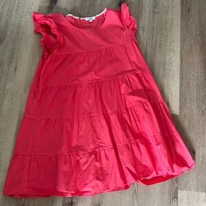 Adorable Red Ruffle Sleeve Kids Dress